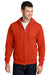 Port & Company PC78ZH Mens Core Pill Resistant Fleece Full Zip Hooded Sweatshirt Hoodie Orange Model Front