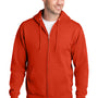 Port & Company Mens Core Pill Resistant Fleece Full Zip Hooded Sweatshirt Hoodie - Orange