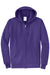 Port & Company PC78ZH Mens Core Pill Resistant Fleece Full Zip Hooded Sweatshirt Hoodie Purple Flat Front