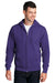 Port & Company PC78ZH Mens Core Pill Resistant Fleece Full Zip Hooded Sweatshirt Hoodie Purple Model Front