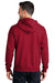 Port & Company PC78ZH Mens Core Pill Resistant Fleece Full Zip Hooded Sweatshirt Hoodie Red Model Back