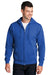 Port & Company PC78ZH Mens Core Pill Resistant Fleece Full Zip Hooded Sweatshirt Hoodie Royal Blue Model Front