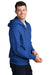 Port & Company PC78ZH Mens Core Pill Resistant Fleece Full Zip Hooded Sweatshirt Hoodie Royal Blue Model Side