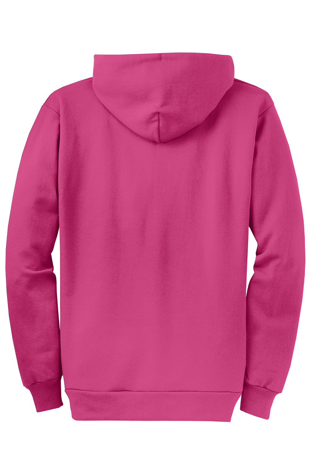 Port & Company PC78ZH Mens Core Pill Resistant Fleece Full Zip Hooded Sweatshirt Hoodie Sangria Pink Flat Back