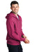 Port & Company PC78ZH Mens Core Pill Resistant Fleece Full Zip Hooded Sweatshirt Hoodie Sangria Pink Model Side