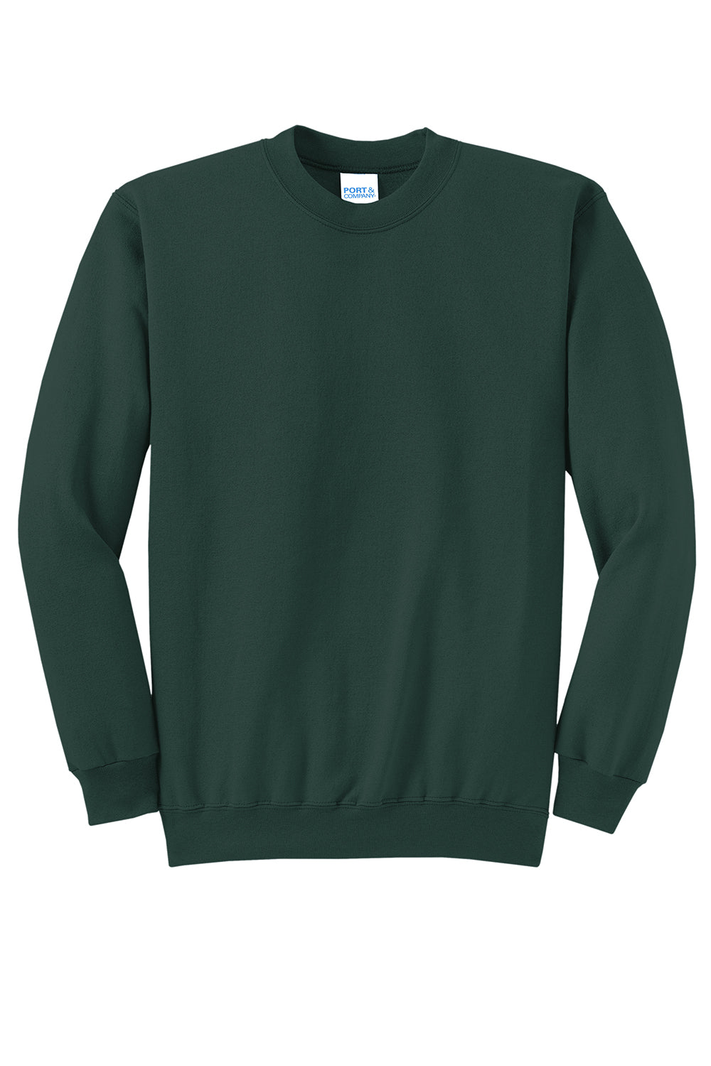 Port & Company PC78 Mens Core Pill Resistant Fleece Crewneck Sweatshirt Dark Green Flat Front