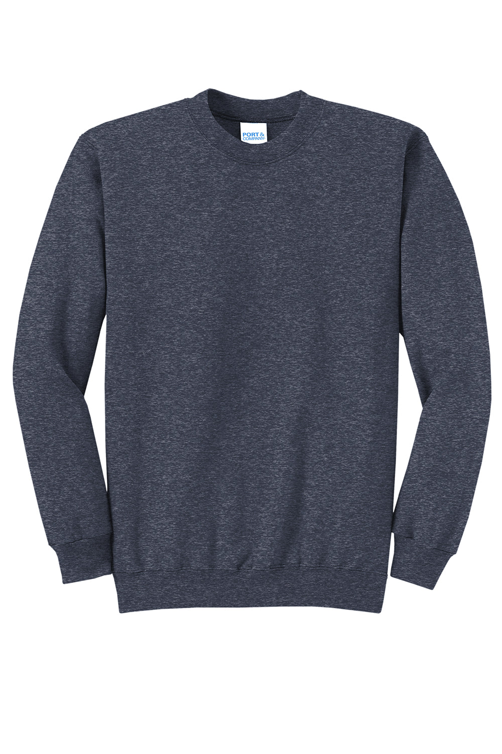 Port & Company PC78 Mens Core Pill Resistant Fleece Crewneck Sweatshirt Heather Navy Blue Flat Front