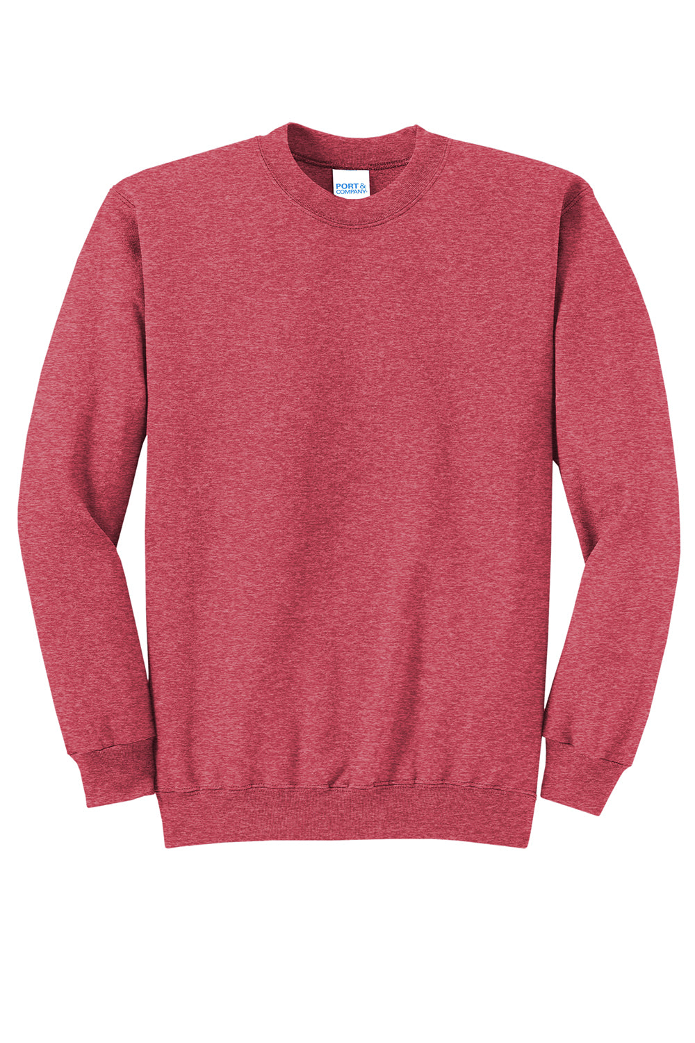 Port & Company PC78 Mens Core Pill Resistant Fleece Crewneck Sweatshirt Heather Red Flat Front