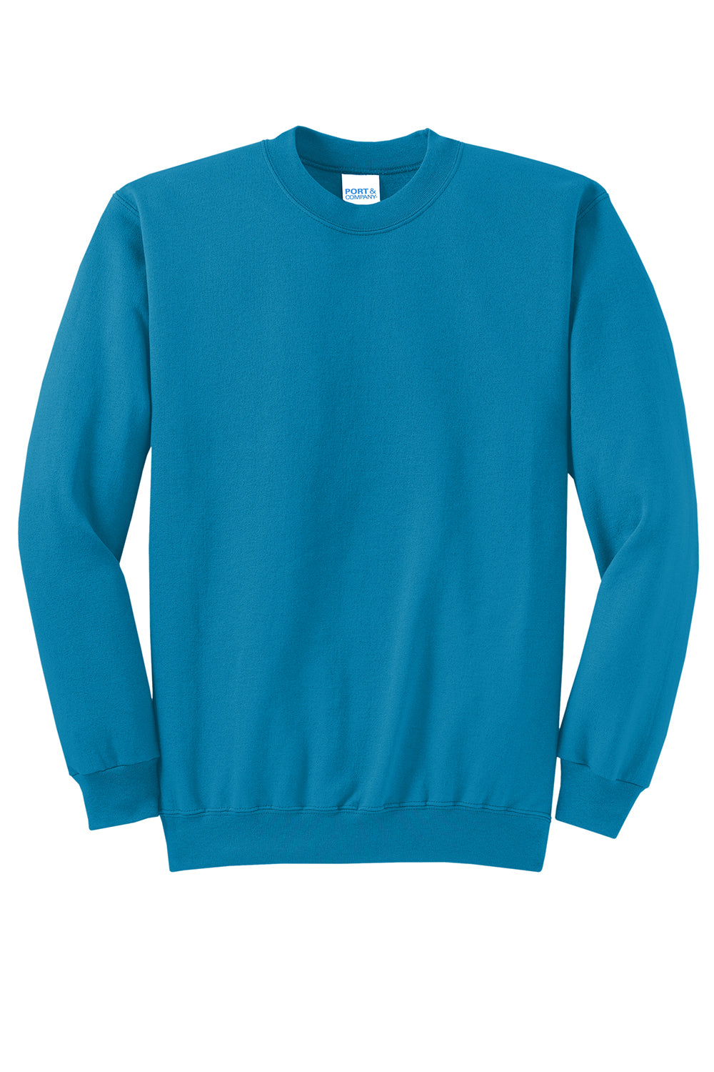 Port & Company PC78 Mens Core Pill Resistant Fleece Crewneck Sweatshirt Neon Blue Flat Front