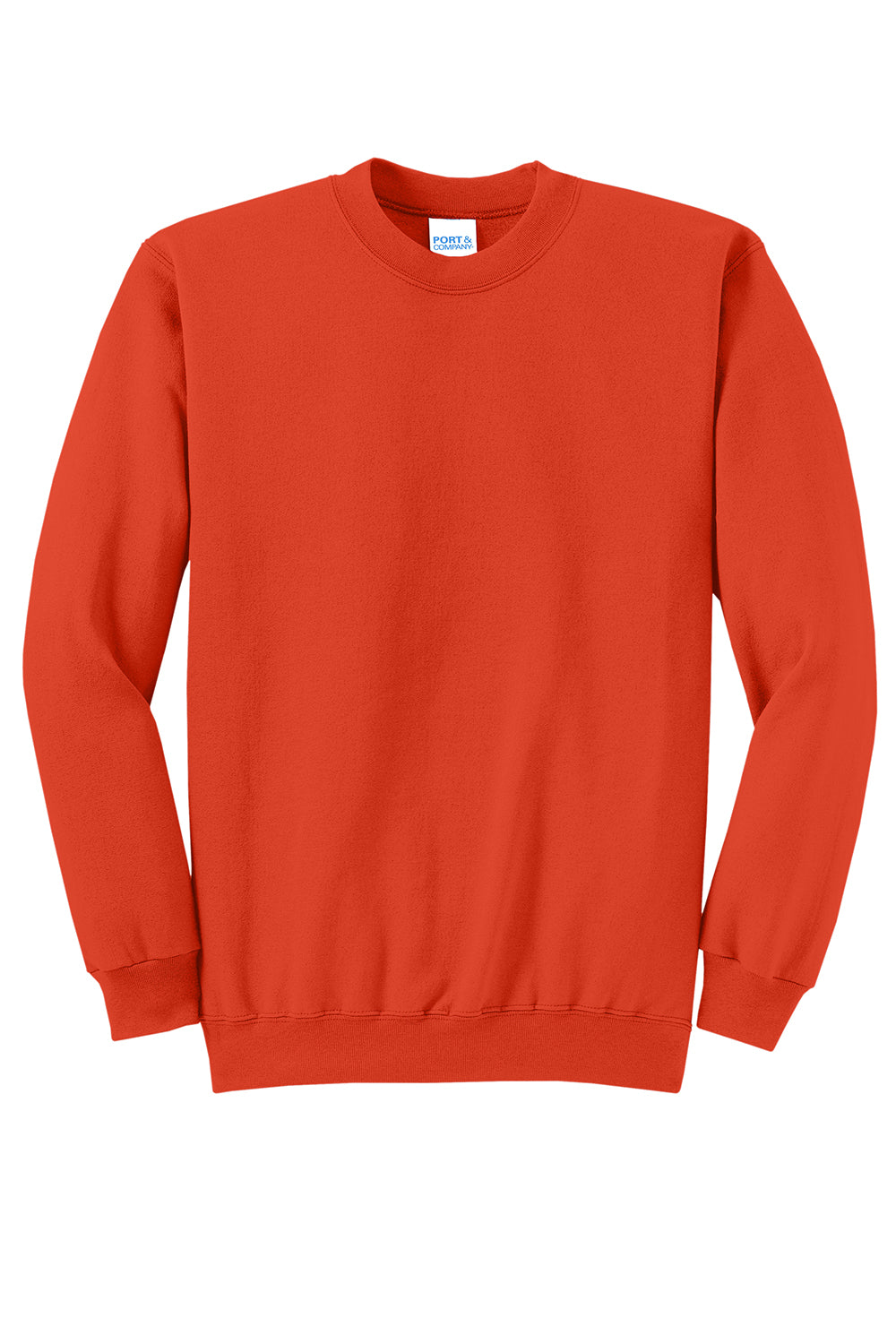 Port & Company PC78 Mens Core Pill Resistant Fleece Crewneck Sweatshirt Orange Flat Front