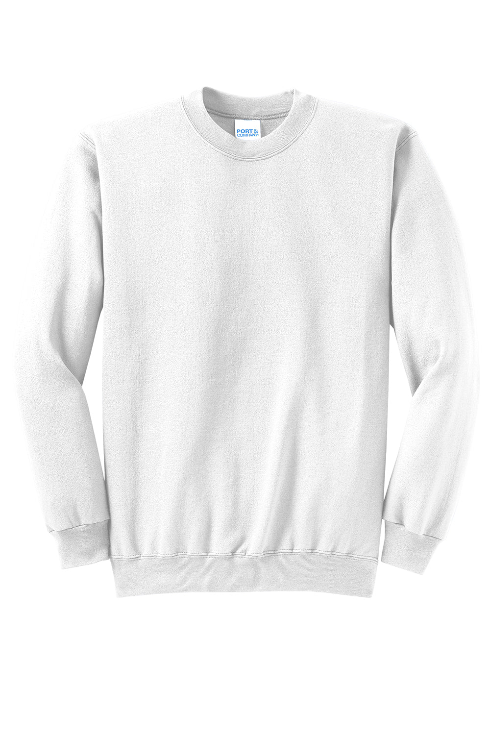 Port & Company PC78 Mens Core Pill Resistant Fleece Crewneck Sweatshirt White Flat Front