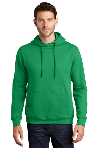 Port & Company PC850H Mens Fan Favorite Fleece Hooded Sweatshirt Hoodie Athletic Kelly Green Model Front