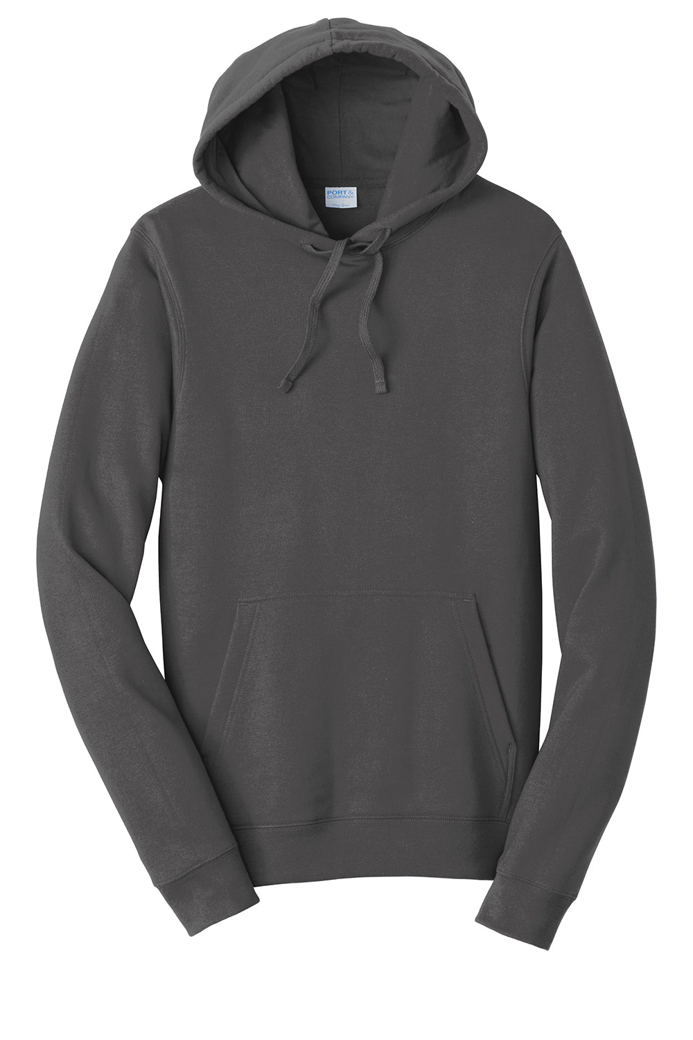 Port & Company PC850H Mens Fan Favorite Fleece Hooded Sweatshirt Hoodie Charcoal Grey Flat Front