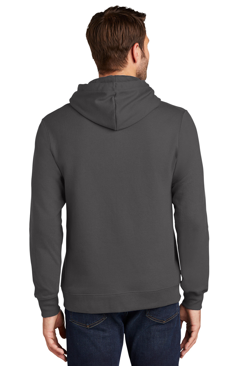 Port & Company PC850H Mens Fan Favorite Fleece Hooded Sweatshirt Hoodie Charcoal Grey Model Back