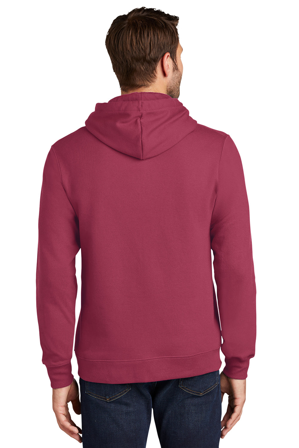 Port & Company PC850H Mens Fan Favorite Fleece Hooded Sweatshirt Hoodie Garnet Red Model Back