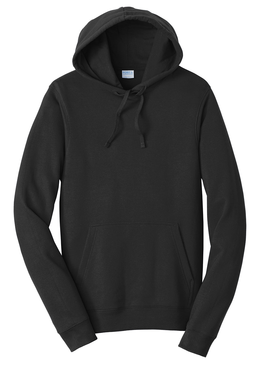 Port & Company PC850H Mens Fan Favorite Fleece Hooded Sweatshirt Hoodie Jet Black Flat Front