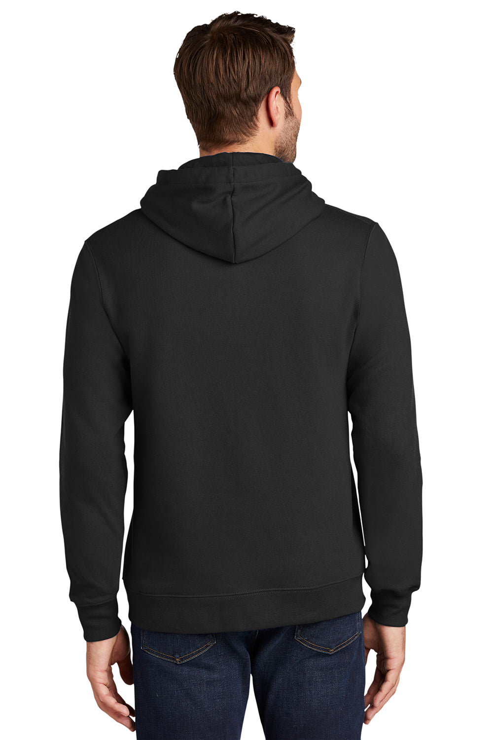 Port & Company PC850H Mens Fan Favorite Fleece Hooded Sweatshirt Hoodie Jet Black Model Back