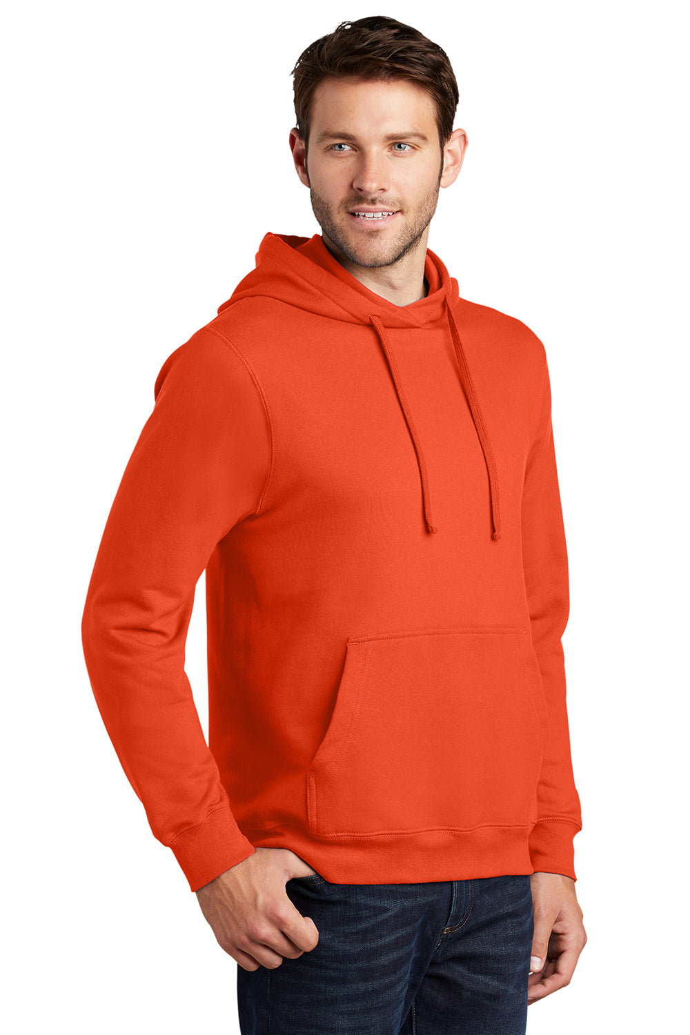 Port & Company PC850H Mens Fan Favorite Fleece Hooded Sweatshirt Hoodie Orange Model 3q