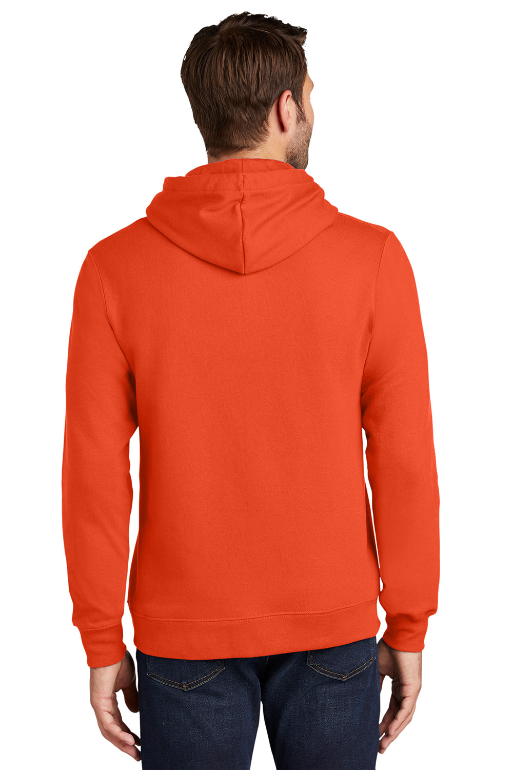 Port & Company PC850H Mens Fan Favorite Fleece Hooded Sweatshirt Hoodie Orange Model Back