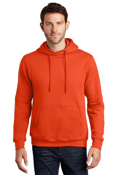 Port & Company PC850H Mens Fan Favorite Fleece Hooded Sweatshirt Hoodie Orange Model Front