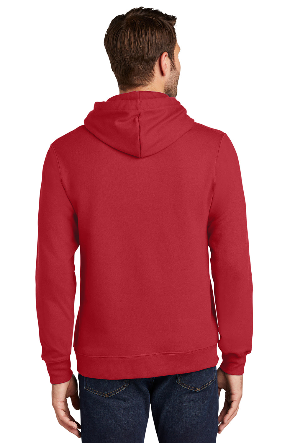 Port & Company PC850H Mens Fan Favorite Fleece Hooded Sweatshirt Hoodie Team Cardinal Red Model Back