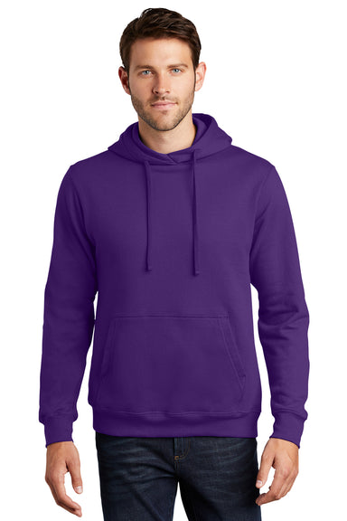 Port & Company PC850H Mens Fan Favorite Fleece Hooded Sweatshirt Hoodie Team Purple Model Front