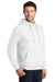 Port & Company PC850H Mens Fan Favorite Fleece Hooded Sweatshirt Hoodie White Model 3q