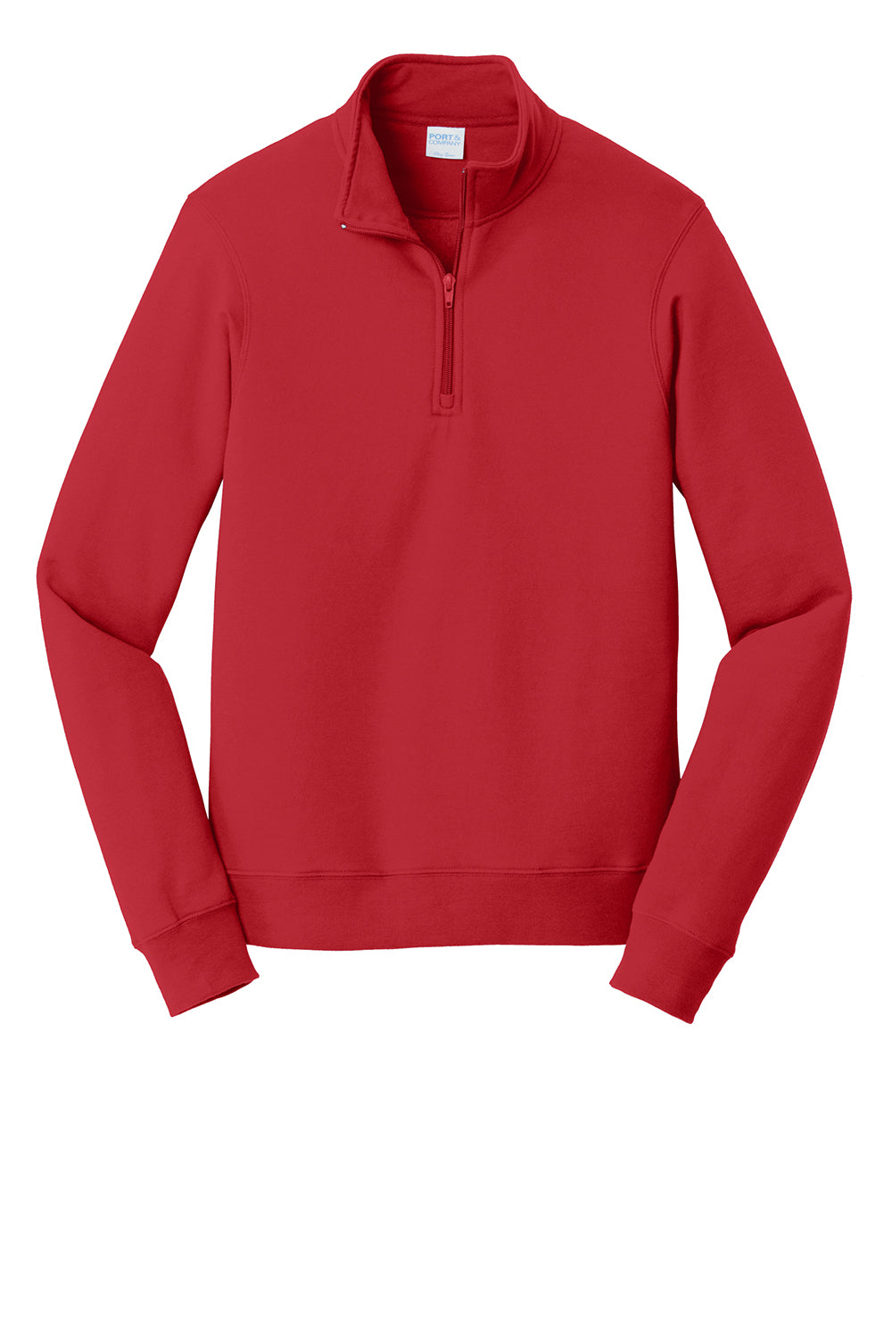 Port & Company PC850Q Mens Fan Favorite Fleece 1/4 Zip Sweatshirt Bright Red Flat Front