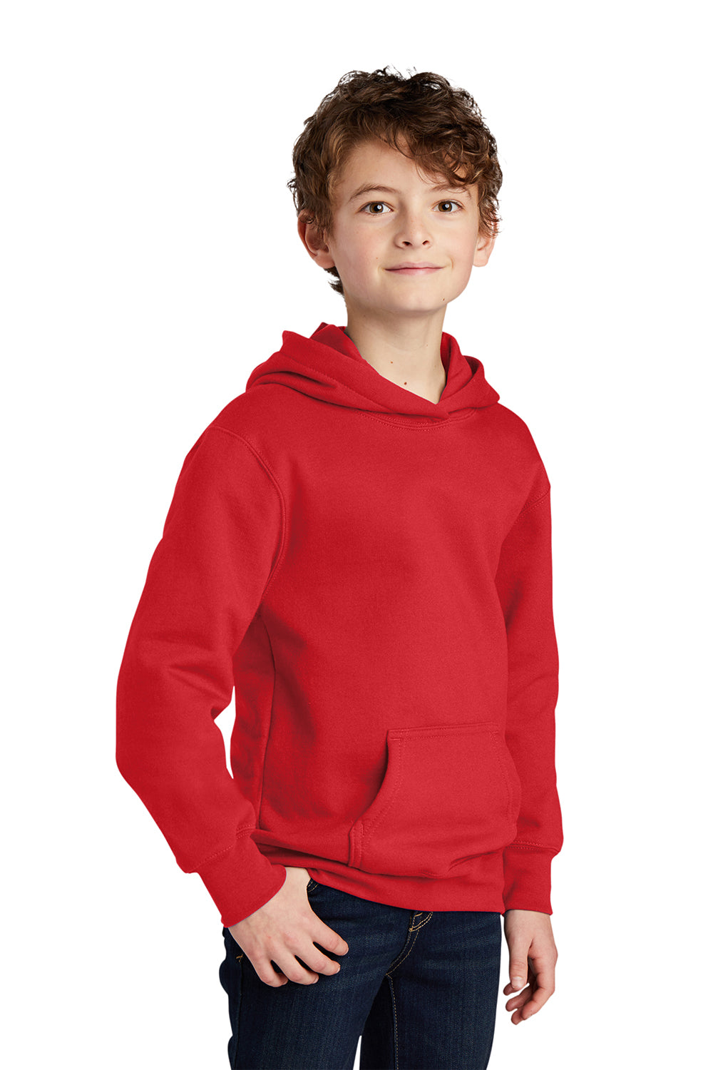 Port & Company PC850YH Youth Fan Favorite Fleece Hooded Sweatshirt Hoodie Bright Red Model 3q