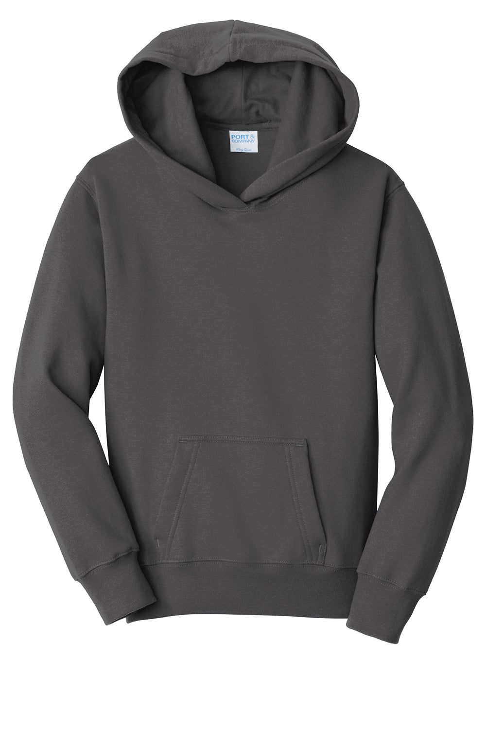 Port & Company PC850YH Youth Fan Favorite Fleece Hooded Sweatshirt Hoodie Charcoal Grey Flat Front