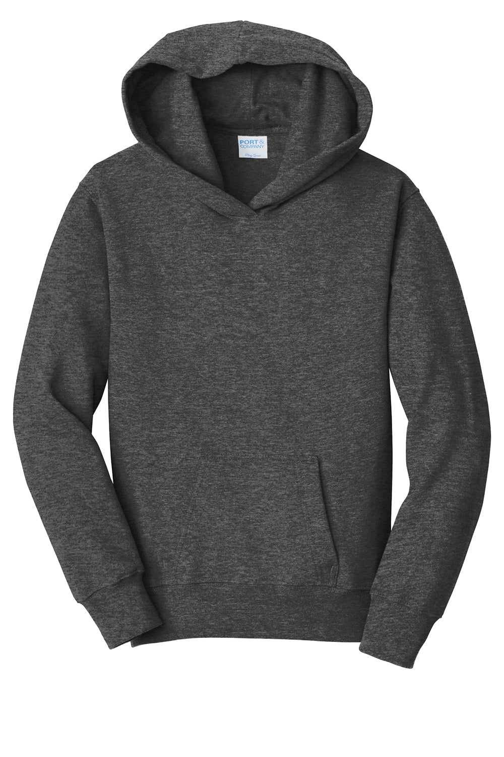 Port & Company PC850YH Youth Fan Favorite Fleece Hooded Sweatshirt Hoodie Heather Dark Grey Flat Front