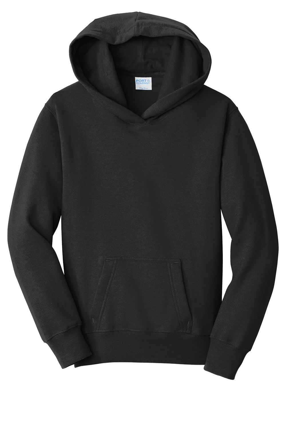 Port & Company PC850YH Youth Fan Favorite Fleece Hooded Sweatshirt Hoodie Jet Black Flat Front