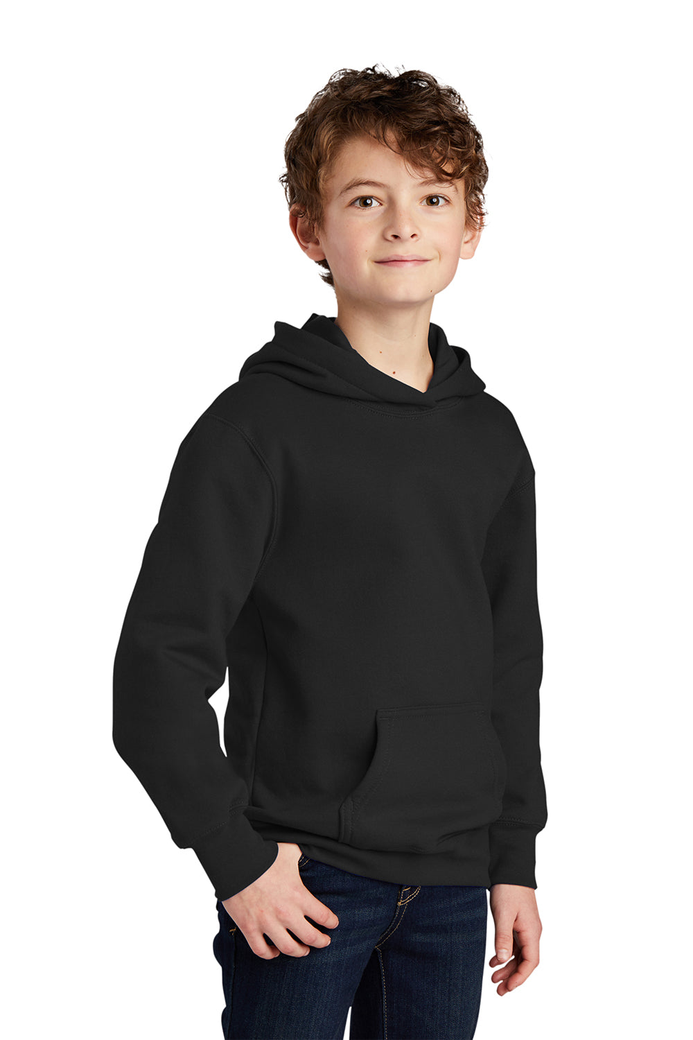 Port & Company PC850YH Youth Fan Favorite Fleece Hooded Sweatshirt Hoodie Jet Black Model 3q