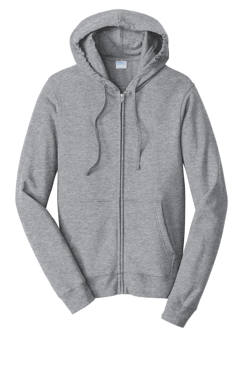 Port & Company PC850ZH Mens Fan Favorite Fleece Full Zip Hooded Sweatshirt Hoodie Heather Grey Flat Front