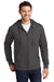 Port & Company PC850ZH Mens Fan Favorite Fleece Full Zip Hooded Sweatshirt Hoodie Charcoal Grey Model Front