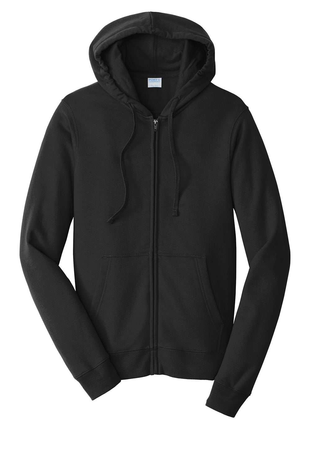 Port & Company PC850ZH Mens Fan Favorite Fleece Full Zip Hooded Sweatshirt Hoodie Jet Black Flat Front