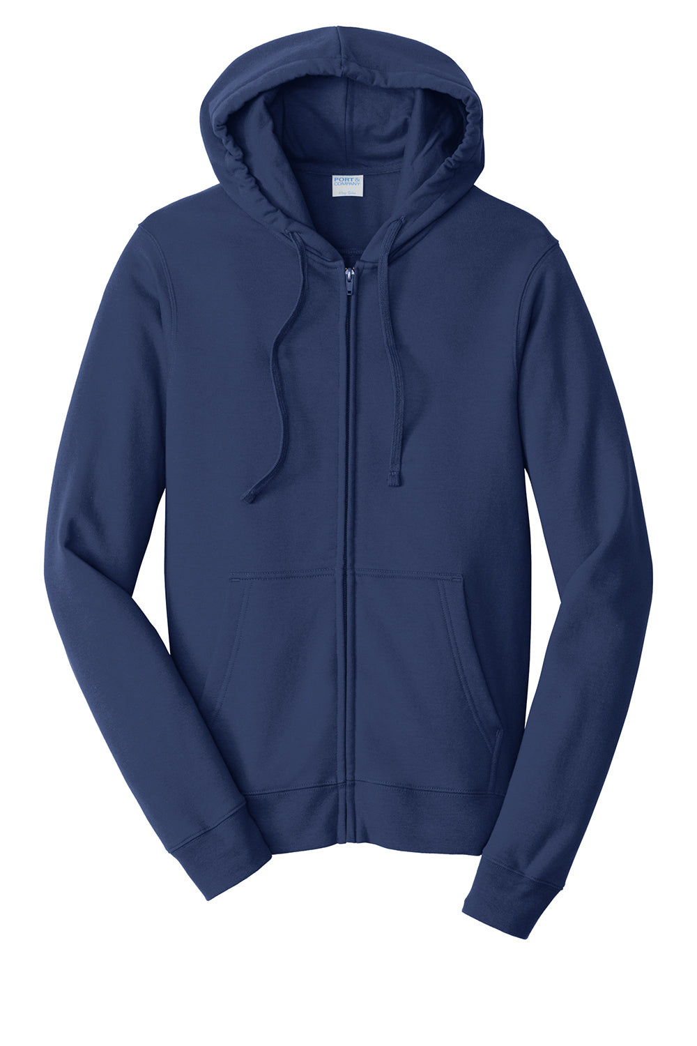 Port & Company PC850ZH Mens Fan Favorite Fleece Full Zip Hooded Sweatshirt Hoodie Team Navy Blue Flat Front