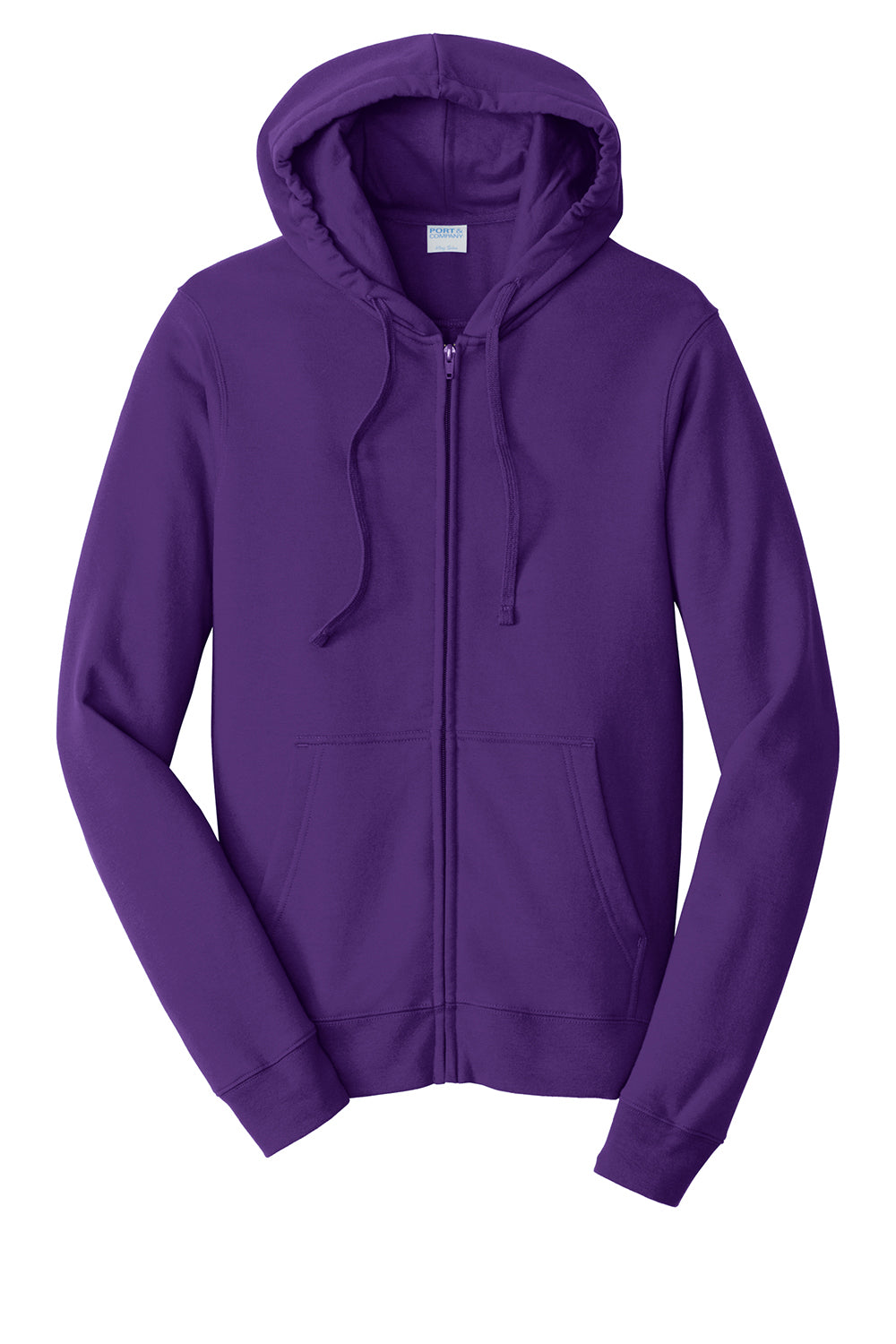 Port & Company PC850ZH Mens Fan Favorite Fleece Full Zip Hooded Sweatshirt Hoodie Team Purple Flat Front