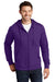 Port & Company PC850ZH Mens Fan Favorite Fleece Full Zip Hooded Sweatshirt Hoodie Team Purple Model Front