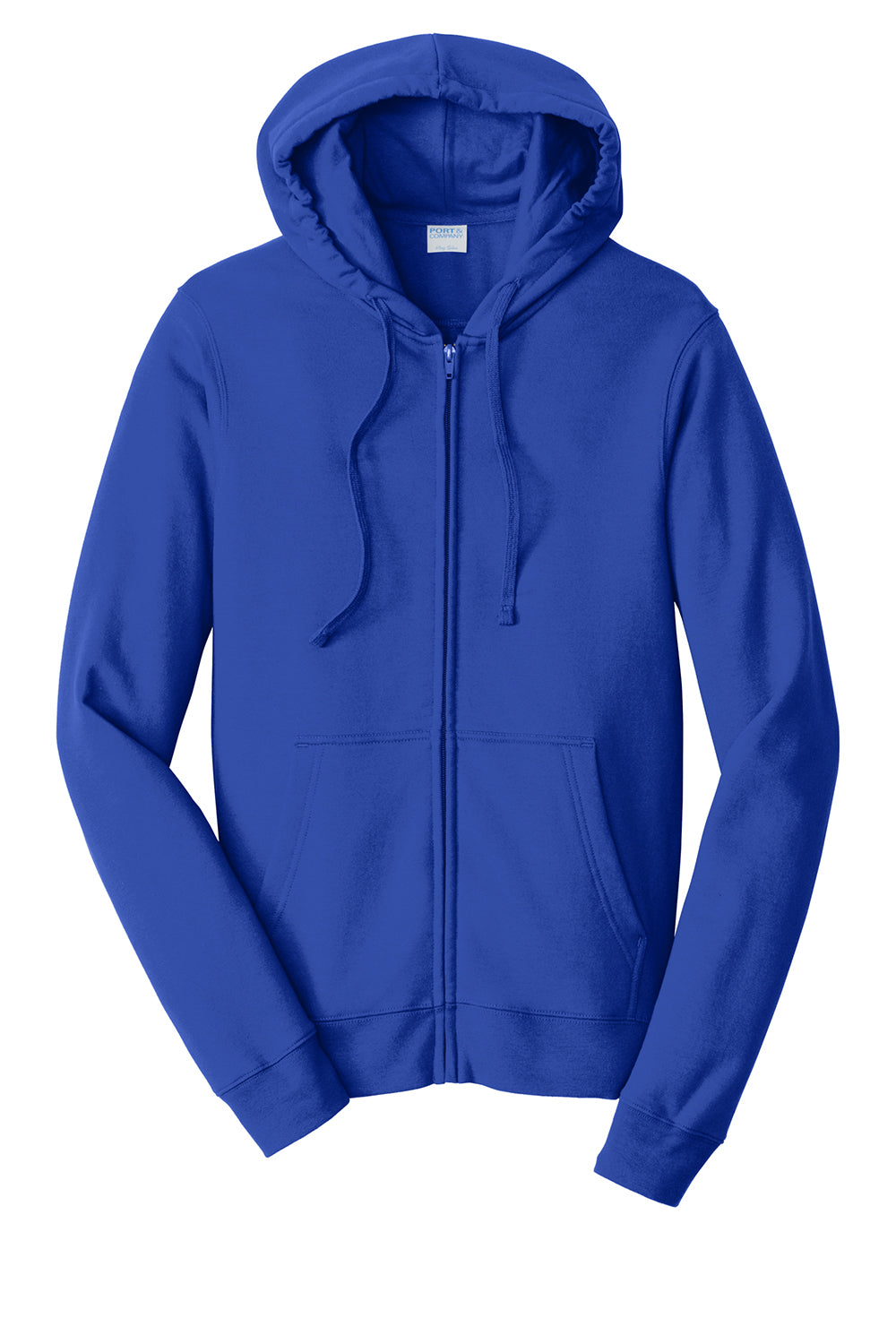 Port & Company PC850ZH Mens Fan Favorite Fleece Full Zip Hooded Sweatshirt Hoodie True Royal Blue Flat Front