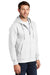 Port & Company PC850ZH Mens Fan Favorite Fleece Full Zip Hooded Sweatshirt Hoodie White Model 3q