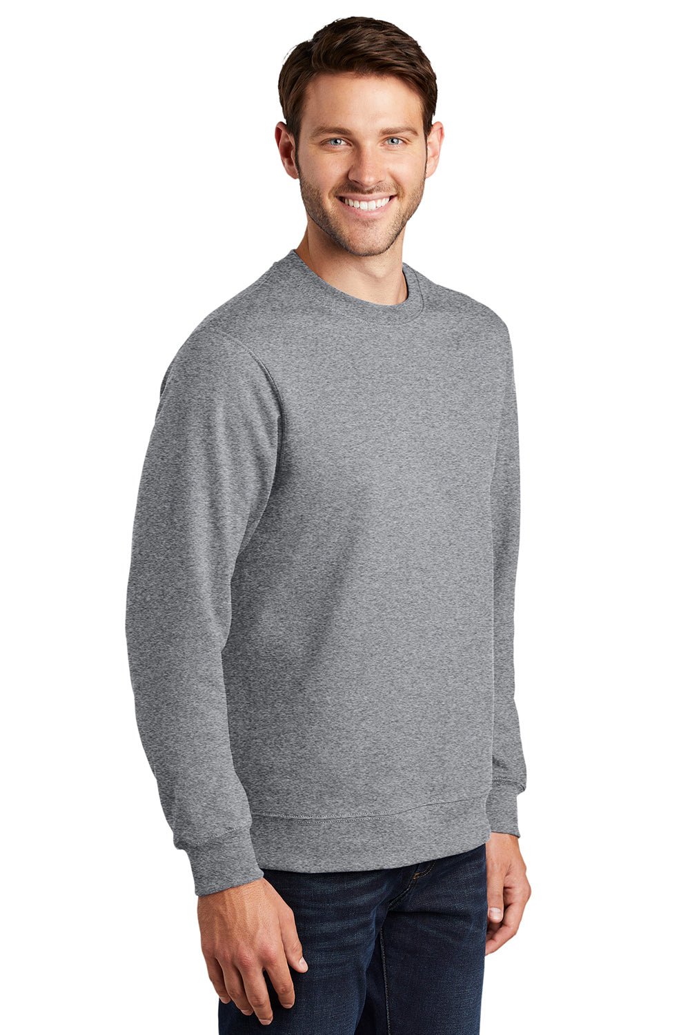 Port & Company PC850 Mens Fan Favorite Fleece Crewneck Sweatshirt Heather Grey Model 3q