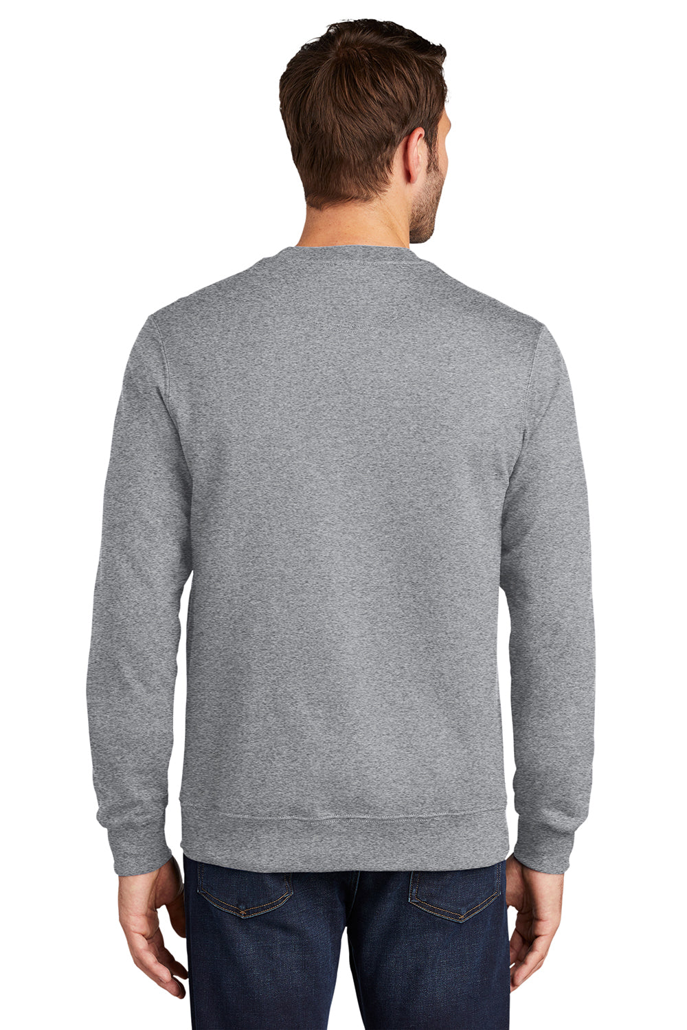 Port & Company PC850 Mens Fan Favorite Fleece Crewneck Sweatshirt Heather Grey Model Back