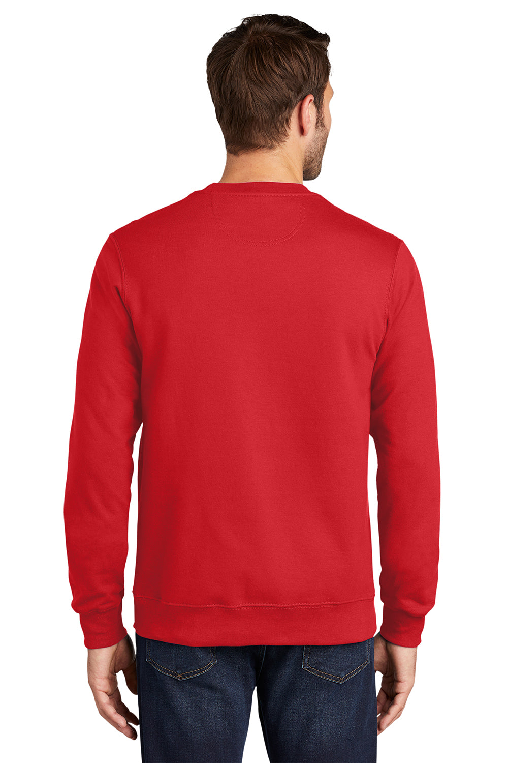 Port & Company PC850 Mens Fan Favorite Fleece Crewneck Sweatshirt Bright Red Model Back