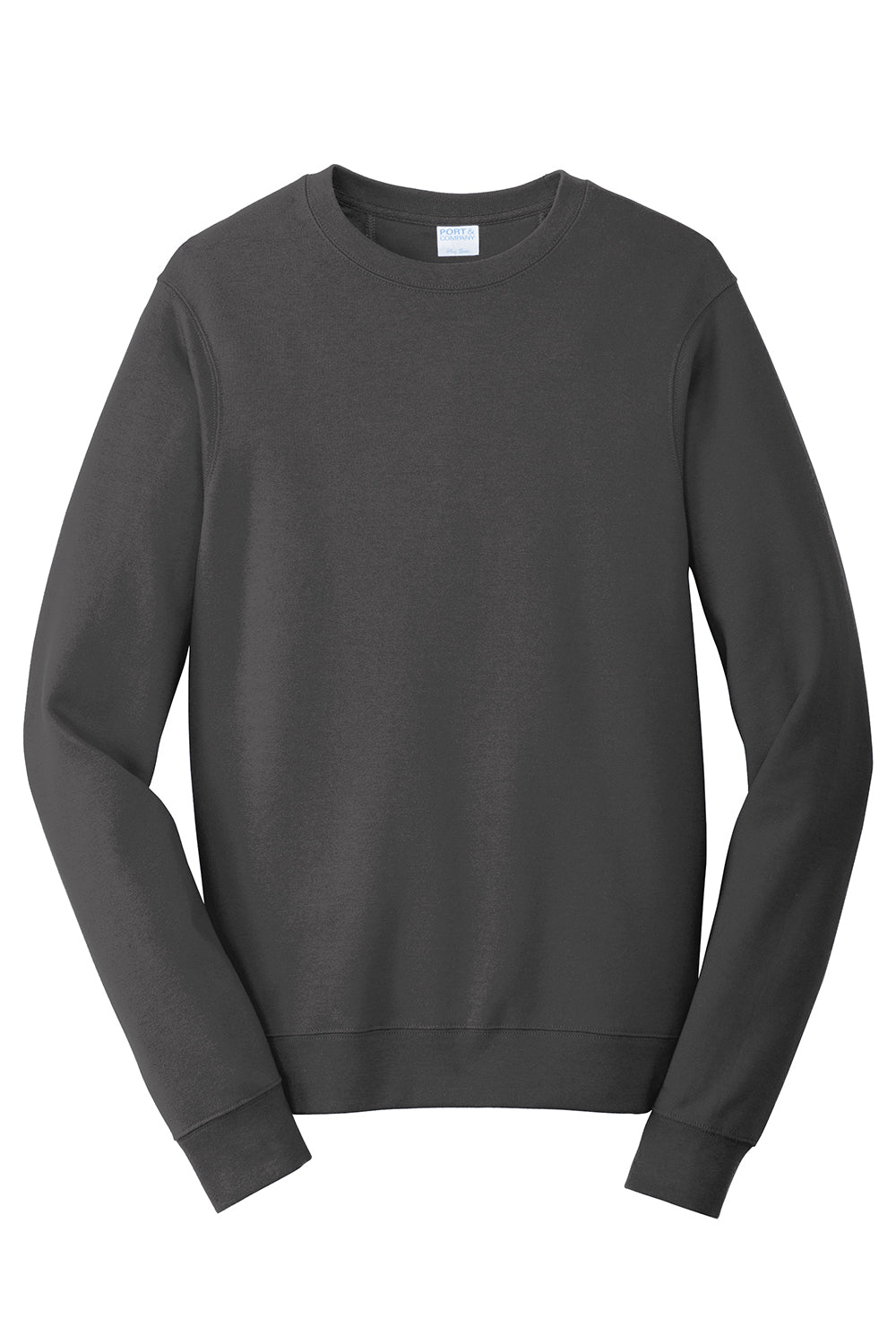 Port & Company PC850 Mens Fan Favorite Fleece Crewneck Sweatshirt Charcoal Grey Flat Front