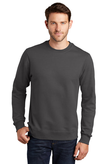 Port & Company PC850 Mens Fan Favorite Fleece Crewneck Sweatshirt Charcoal Grey Model Front