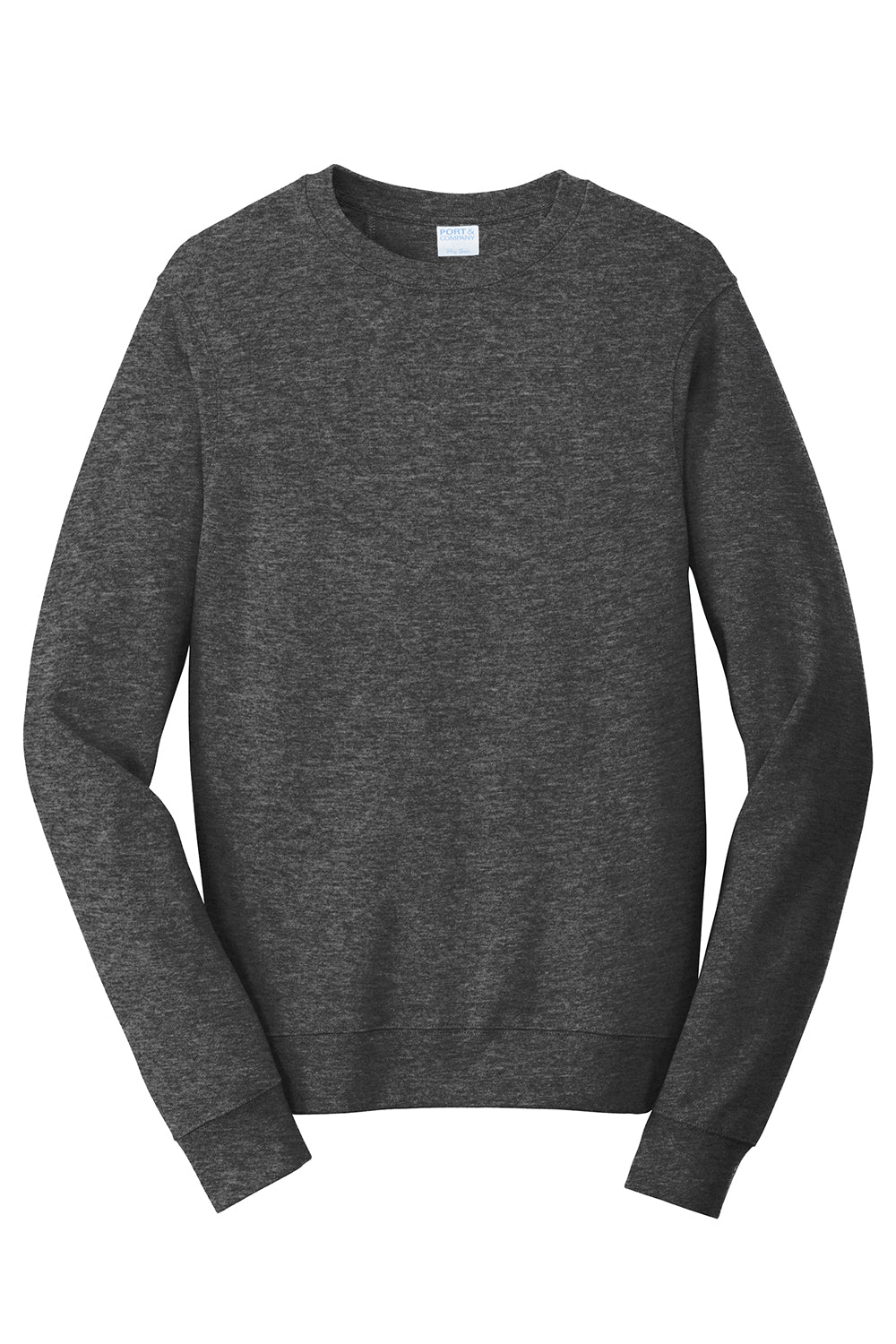 Port & Company PC850 Mens Fan Favorite Fleece Crewneck Sweatshirt Heather Dark Grey Flat Front