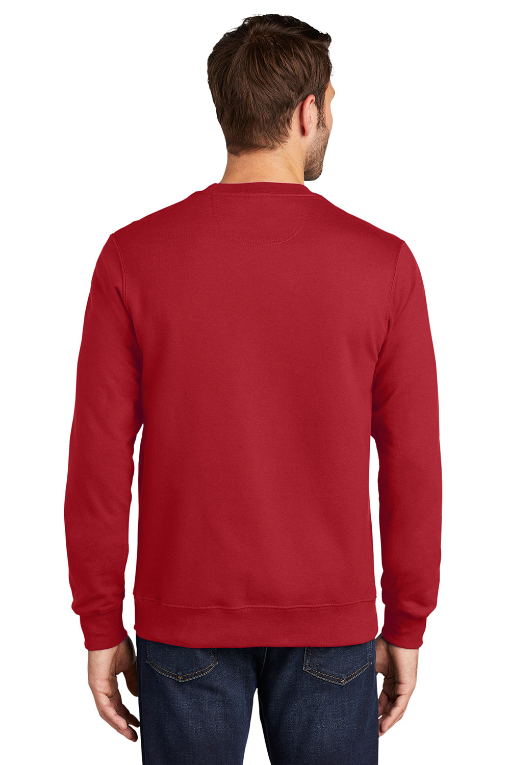 Port & Company PC850 Mens Fan Favorite Fleece Crewneck Sweatshirt Team Cardinal Red Model Back