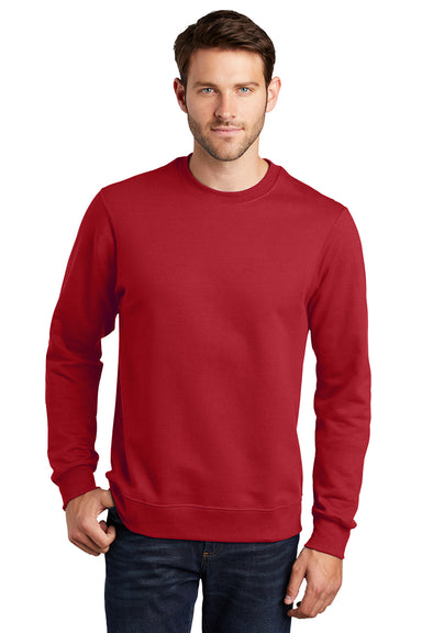 Port & Company PC850 Mens Fan Favorite Fleece Crewneck Sweatshirt Team Cardinal Red Model Front