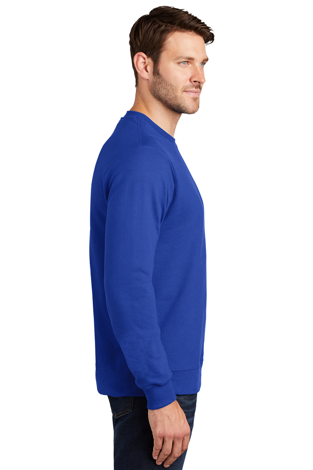 Port & Company PC850 Mens Fan Favorite Fleece Crewneck Sweatshirt True Royal Blue Model Side